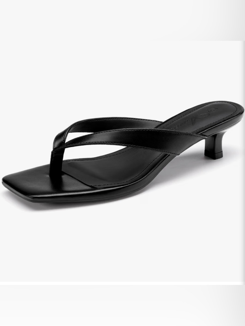Black Low Kitten-Heel Thong Sandals for Women-10